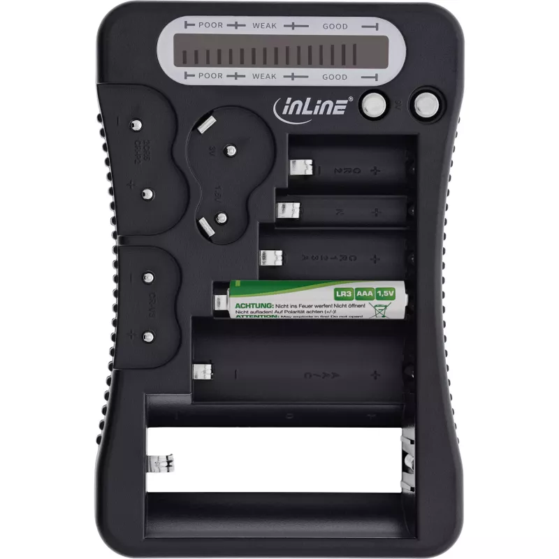 Tester baterii InLine 01285 z wyświetlaczem LCD do baterii okrągłych i guzikowych