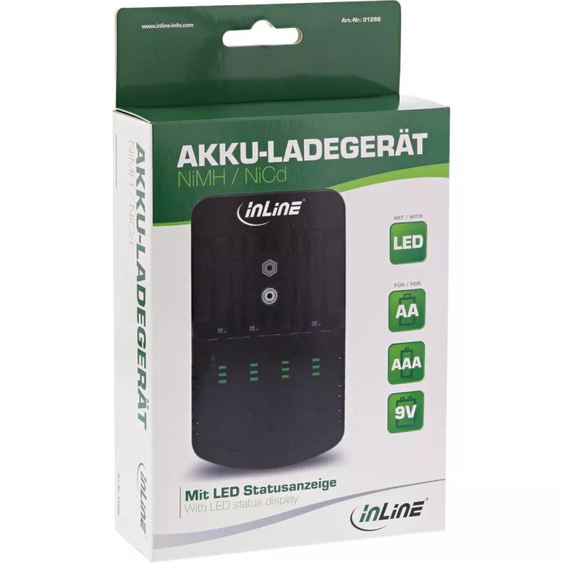 Ładowarka sieciowa InLine NiMH/NiCd, AA AAA i 9V