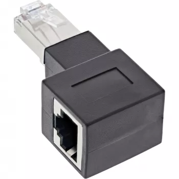 Adapter przedłużacza patchcord InLine kat.6A, RJ45 męski / żeński, kątowy 90° w prawo