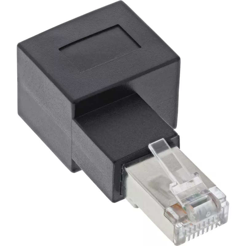 Adapter przedłużacza patchcord InLine kat.6A, RJ45 męski / żeński, kątowy 90° w prawo