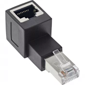 Adapter krosowy kątowy InLine kat. 6A, RJ45 męski/żeński, 90° w górę