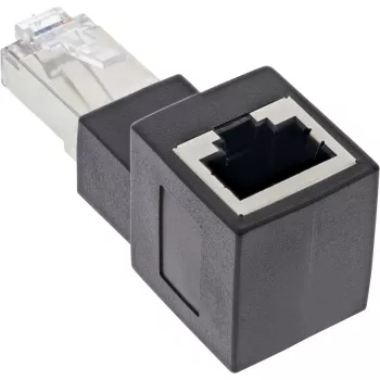 Adapter krosowy kątowy InLine kat. 6A, RJ45 męski/żeński, 90° w górę