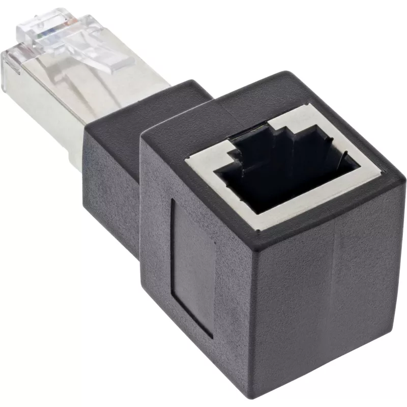 Adapter krosowy kątowy InLine kat. 6A, RJ45 męski/żeński, 90° w górę