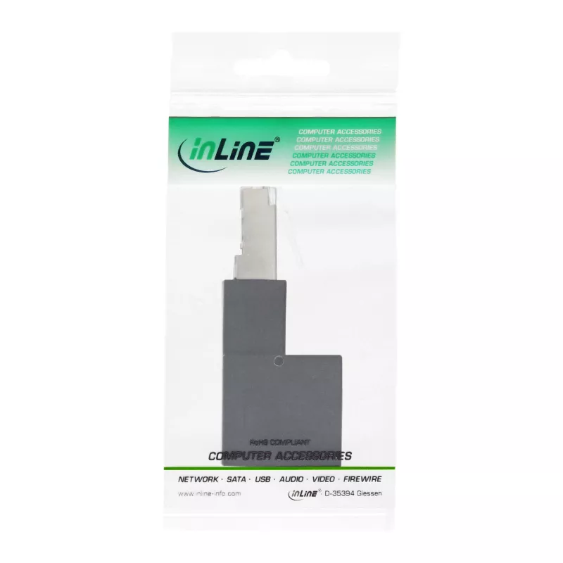 Adapter krosowy kątowy InLine kat. 6A, RJ45 męski/żeński, 90° w górę