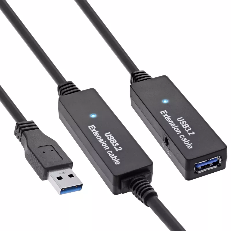 InLine USB3.2 Gen.1 Aktywny przedłużacz repeaterowy Typ A męski/żeński, czarny, 20m