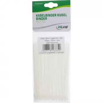 Opaski zaciskowe InLine Ball 100 mm białe, 100 szt., plastikowe paski mocujące