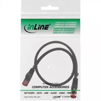 InLine Patch kabel S/FTP PiMF Cat.6 250MHz miedziany bezhalogenowy czarny 0,5m