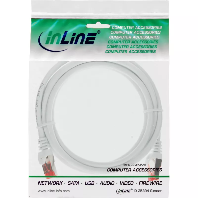 InLine Patch kabel S/FTP PiMF Cat.6 250MHz miedź halogen free biały 1.5m