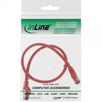 InLine Patch kabel S/FTP PiMF Cat.6 250MHz miedź bezhalogenowy czerwony 0,3m
