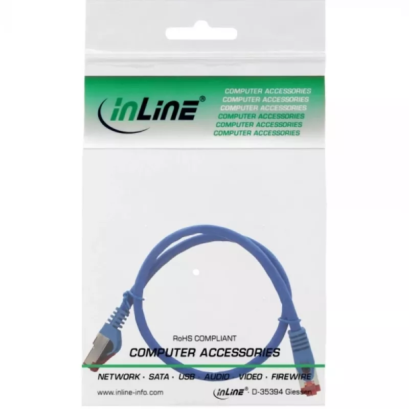 InLine kabel krosowy S/FTP PiMF Kat.6 250MHz miedź bezhalogenowy niebieski 0.5m