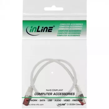 InLine Patch kabel S/FTP PiMF Cat.6 250MHz miedź bezhalogenowy biały 0.3m