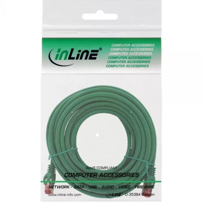 InLine Patch kabel S/FTP PiMF Cat.6 250MHz miedź halogen free zielony 7,5 m