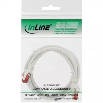 InLine Patch kabel S/FTP PiMF Cat.6 250MHz miedź halogen free biały 1m