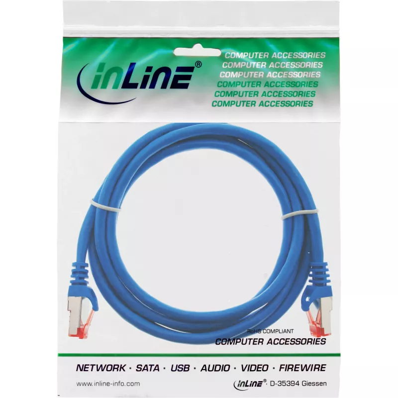 InLine Patch kabel S/FTP PiMF Cat.6 250MHz miedź halogen free niebieski 3m