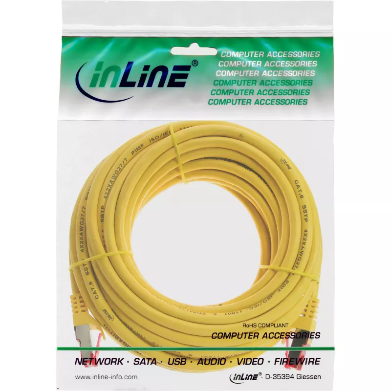 InLine Patch kabel S/FTP PiMF Cat.6 250MHz miedź bezhalogenowy żółty 10m