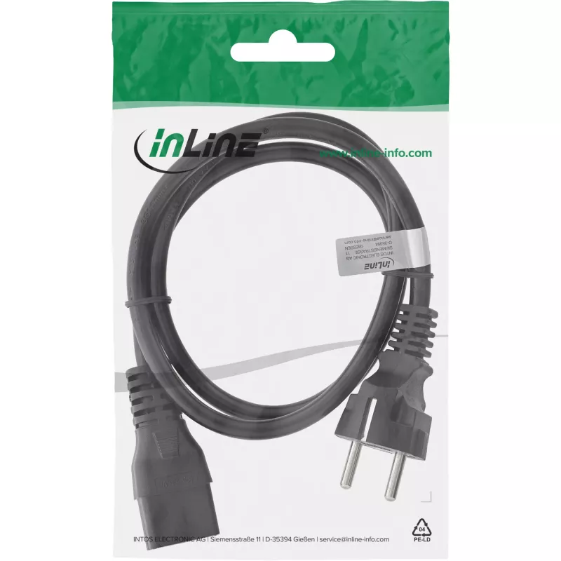 InLine kabel zasilający 16A CEE 7/7 prosty / IEC320/C19 1.5m