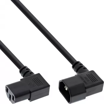 Kabel zasilający InLine C13 / C14, czarny, kątowy, 0,4 m