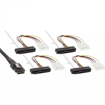 InLine SAS cab., Mini SAS SFF-8087/4x SAS SFF-8482+power, SAS HDD do Con. 0.75m