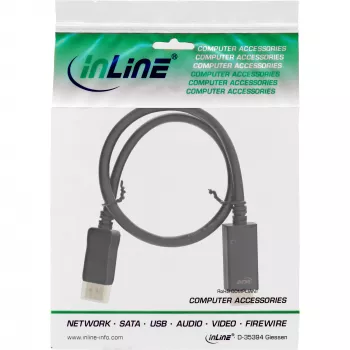 Kabel konwertera DisplayPort na HDMI InLine 17187I 4K/60Hz czarny 0.3m