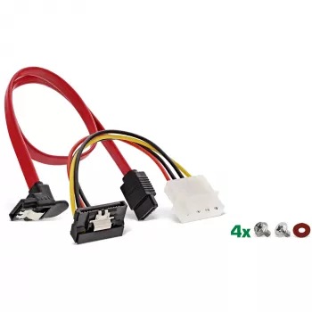 Ramka montażowa InLine HDD/SSD ZESTAW z kablem SATA i zasilającym, kątowy, z wkrętami