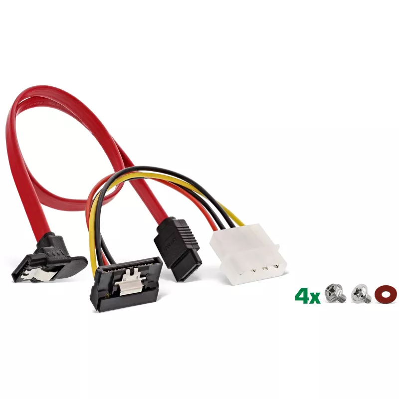Ramka montażowa InLine HDD/SSD ZESTAW z kablem SATA i zasilającym, kątowy, z wkrętami