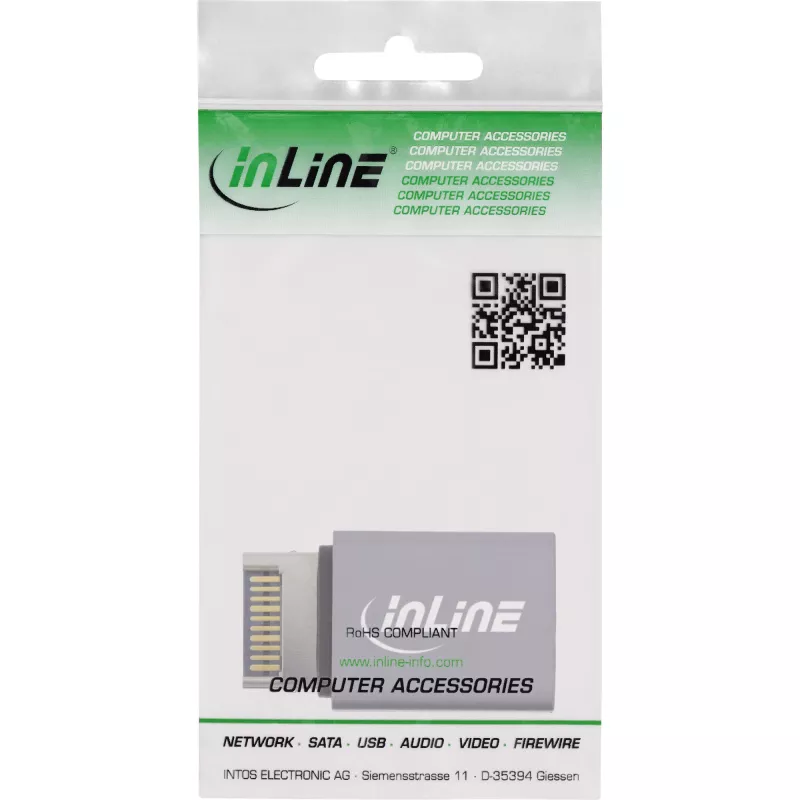 Adapter InLine USB 3.2, wewnętrzny męski panel przedni USB-E na żeńskie USB-C