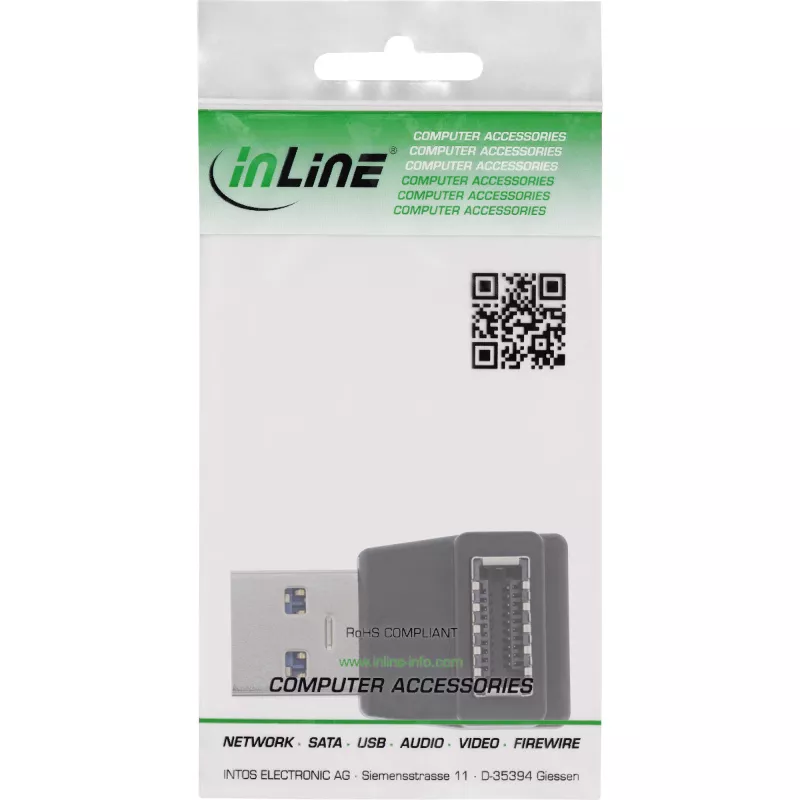 Adapter InLine USB 3.2, męski USB-A na wewnętrzne gniazdo przedniego panelu USB-E