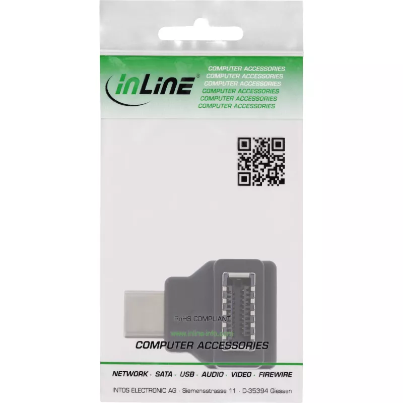 Adapter InLine USB 3.2, wtyk USB-C na wewnętrzne gniazdo panelu przedniego USB-E