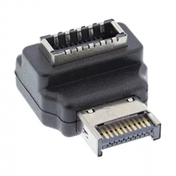 InLine adapter USB 3.2 wewnętrzny, panel przedni USB-E męski na USB-E żeński 90°