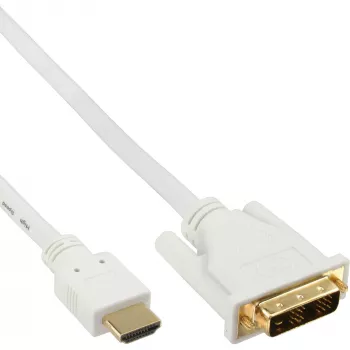 Kabel InLine HDMI do DVI męski / 18+1 męski biały złoty 5m