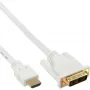 Kabel InLine HDMI do DVI męski / 18+1 męski biały złoty 5m