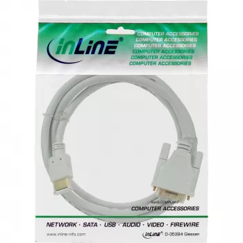 Kabel InLine HDMI do DVI męski / 18+1 męski biały złoty 5m