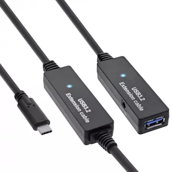 InLine USB 3.2 Gen.1 aktywny przedłużacz, USB-C męski na USB-A żeński, 10m