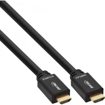 InLine, aktywny kabel HDMI High Speed z Ethernetem, M/M, czarny, pozłacane styki, 30 m