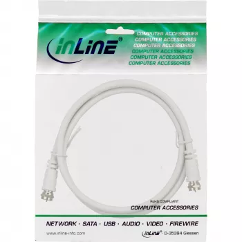 Kabel SAT InLine 2x ekranowany ultra niskie straty 2x męski F >75dB biały 3m