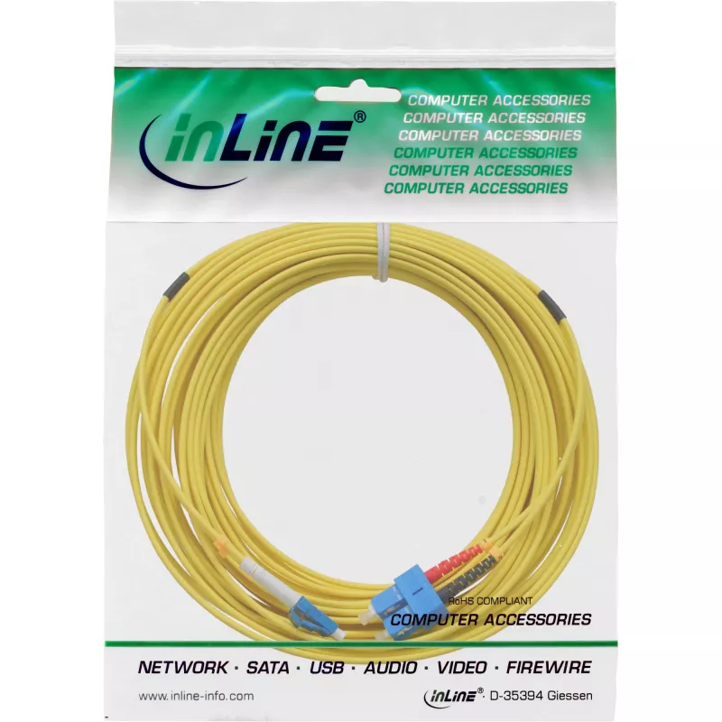 InLine światłowodowy kabel dupleksowy, LC/SC, 9/125µm, OS2, 10m