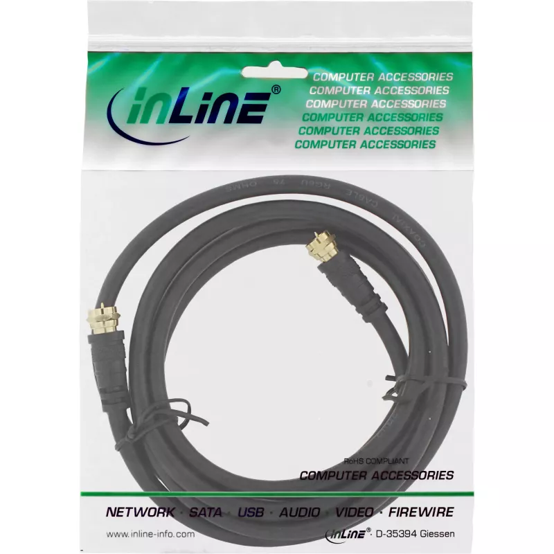 InLine Kabel SAT Premium 2x ekranowany 2x wtyk F >85 dB czarny 1 m