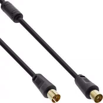 Kabel antenowy InLine 2x ekranowany >85dB czarny 0.5m