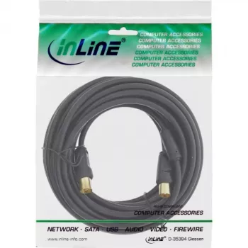 Kabel antenowy InLine 2x ekranowany >85dB czarny 20m