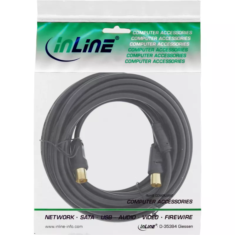 InLine kabel antenowy 2x shielded >85dB Czarny 2m