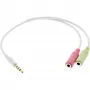adapter kablowya zestawu słuchawkowego InLine Audio 3,5 mm męski 4-pinowy / 2x 3,5 mm, biały, 0,15 m