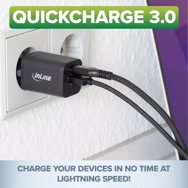 Zasilacz USB InLine, ładowarka, USB-A + USB Type-C, 33W, PD + QC