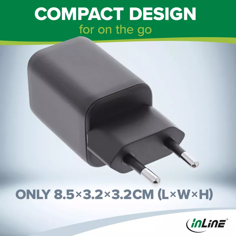Zasilacz USB InLine, ładowarka, USB-A + USB Type-C, 33W, PD + QC