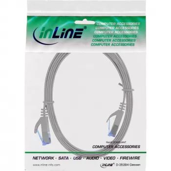 InLine płaski kabel krosowy, U/FTP, kat.6A, szary, 1,5m