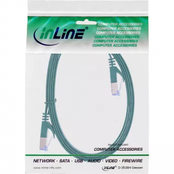 InLine płaski kabel krosowy, U/FTP, kat.6A, zielony, 0,5m