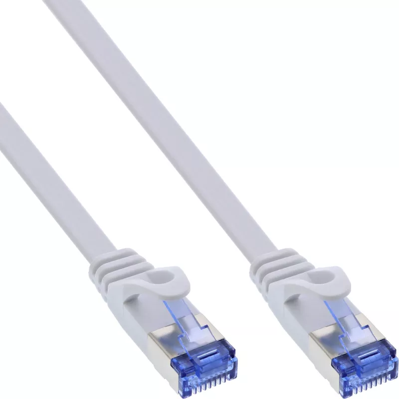 InLine Płaski kabel krosowy, U/FTP, Kat.6A, biały, 0,5 m