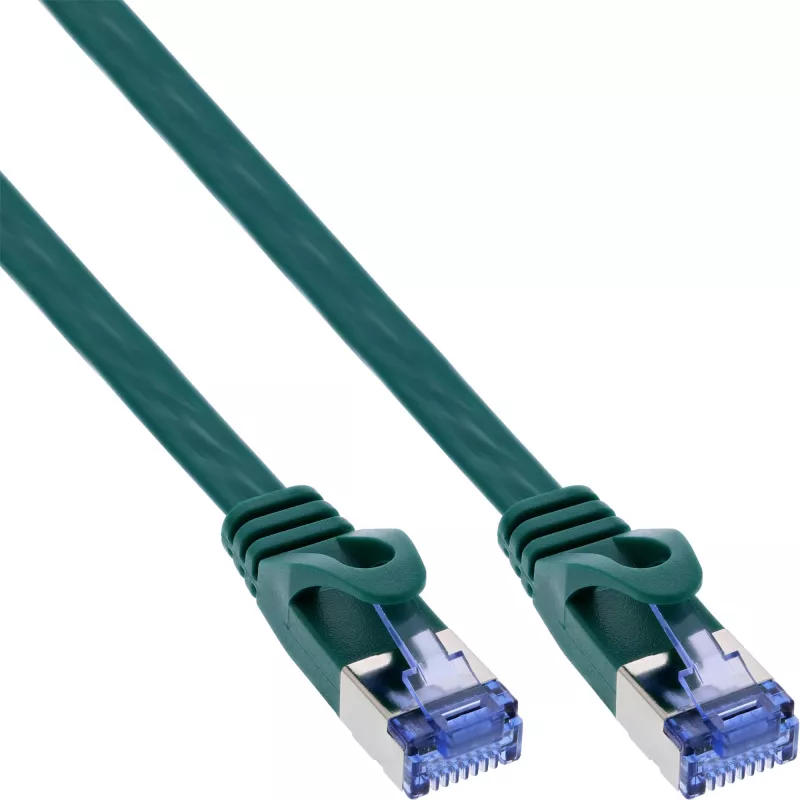 InLine Płaski kabel krosowy, U/FTP, kat.6A, zielony, 3 m