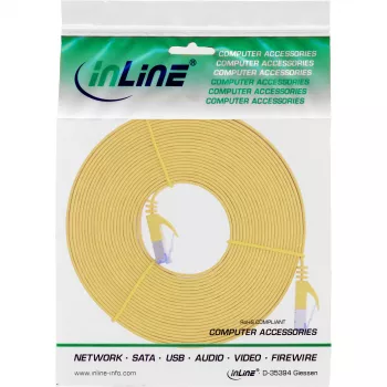 InLine Płaski kabel krosowy, U/FTP, kat.6A, żółty, 10m
