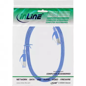 InLine płaski kabel krosowy, U/FTP, kat.6A, niebieski, 0,5 m
