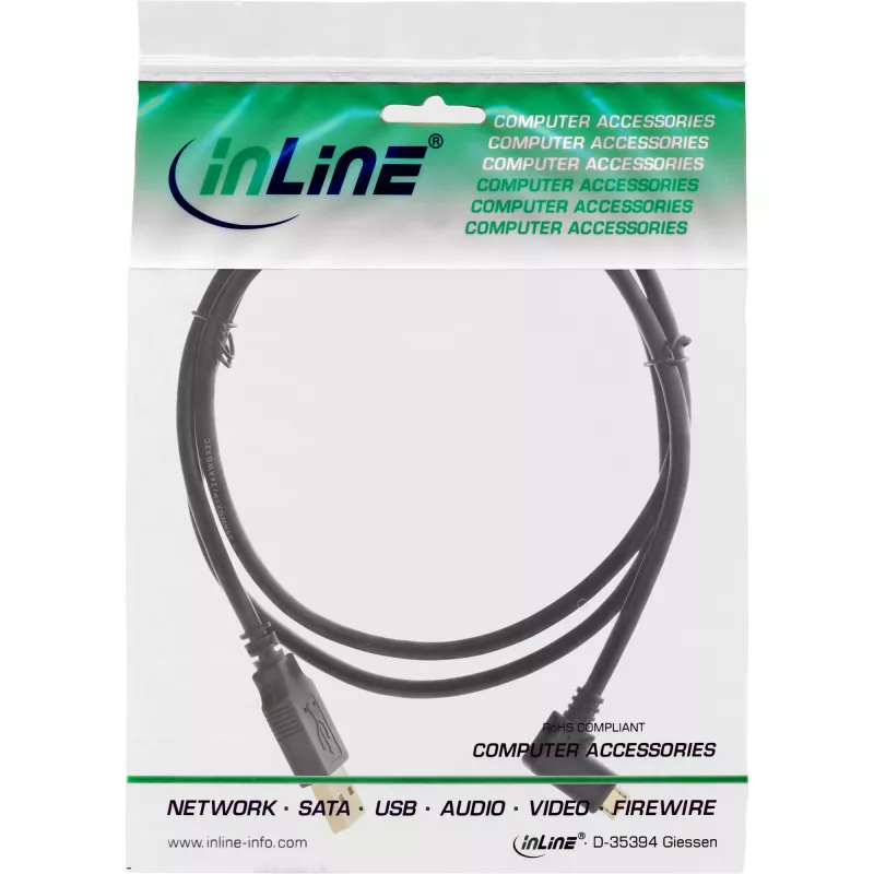 Kabel InLine Micro USB 2.0 USB typ A męski / Micro-B męski, kątowy, czarny, 1,5 m